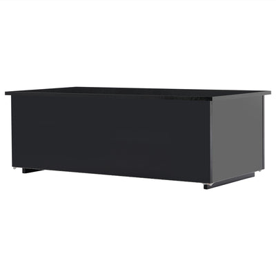 Table Basse Relevable Hydraulique Noire Laquée avec LED RGB, Rangement Caché et Ports USB (100x50x35-60cm) OKRUITS BLACK
