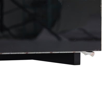 Table Basse Relevable Hydraulique Noire Laquée avec LED RGB, Rangement Caché et Ports USB (100x50x35-60cm) OKRUITS BLACK