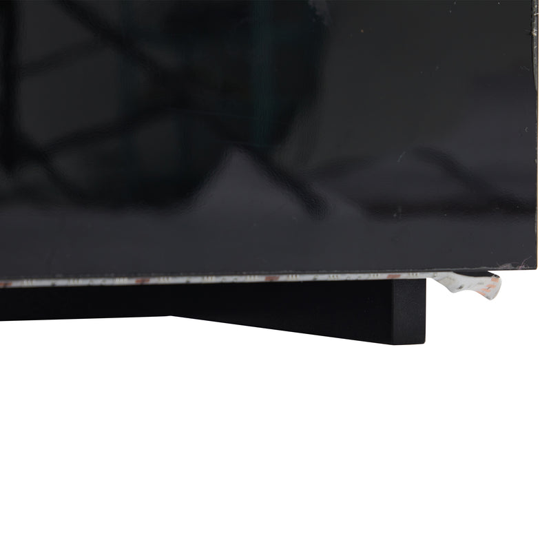 Table Basse Relevable Hydraulique Noire Laquée avec LED RGB, Rangement Caché et Ports USB (100x50x35-60cm) OKRUITS BLACK