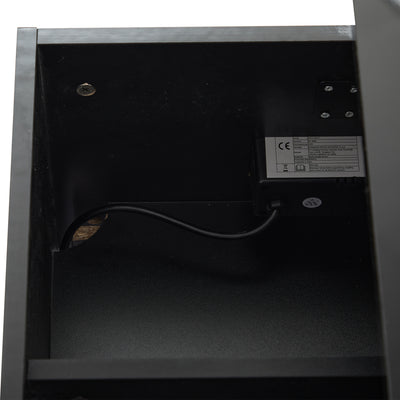 Table Basse Relevable Hydraulique Noire Laquée avec LED RGB, Rangement Caché et Ports USB (100x50x35-60cm) OKRUITS BLACK