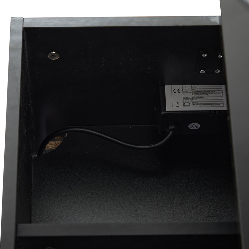 Table Basse Relevable Hydraulique Noire Laquée avec LED RGB, Rangement Caché et Ports USB (100x50x35-60cm) OKRUITS BLACK