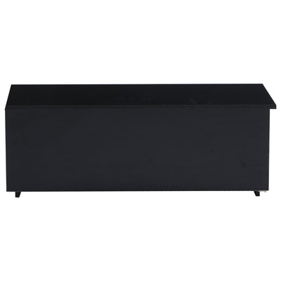 Table Basse Relevable Hydraulique Noire Laquée avec LED RGB, Rangement Caché et Ports USB (100x50x35-60cm) OKRUITS BLACK
