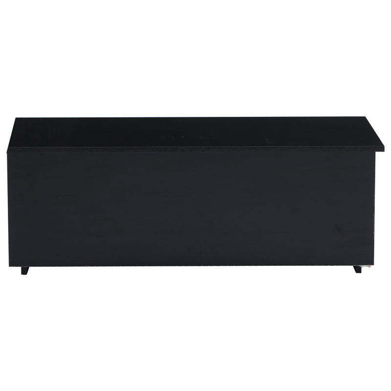 Table Basse Relevable Hydraulique Noire Laquée avec LED RGB, Rangement Caché et Ports USB (100x50x35-60cm) OKRUITS BLACK