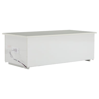 Table Basse Relevable Hydraulique Blanche Laquée avec LED RGB, Rangement Caché et Ports USB (100x50x35-60cm)  WHITE