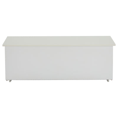 Table Basse Relevable Hydraulique Blanche Laquée avec LED RGB, Rangement Caché et Ports USB (100x50x35-60cm)  WHITE