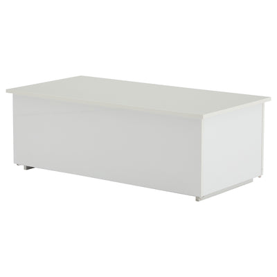 Table Basse Relevable Hydraulique Blanche Laquée avec LED RGB, Rangement Caché et Ports USB (100x50x35-60cm)  WHITE