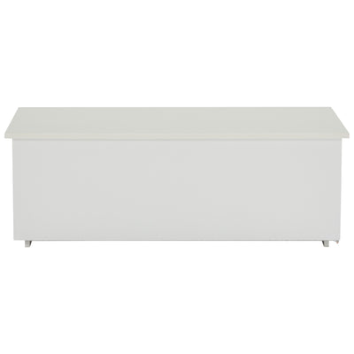 Table Basse Relevable Hydraulique Blanche Laquée avec LED RGB, Rangement Caché et Ports USB (100x50x35-60cm)  WHITE