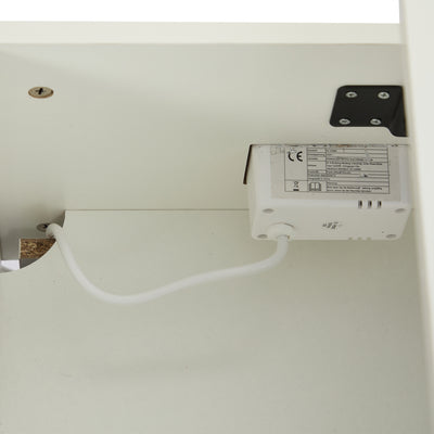 Table Basse Relevable Hydraulique Blanche Laquée avec LED RGB, Rangement Caché et Ports USB (100x50x35-60cm)  WHITE