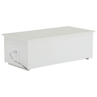 Table Basse Relevable Hydraulique Blanche Laquée avec LED RGB, Rangement Caché et Ports USB (100x50x35-60cm)  WHITE