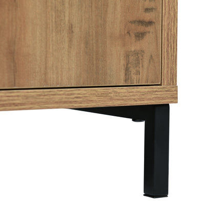 Commode / Buffet Industriel Moderne Chêne Foncé avec 3 Tiroirs, 2 Portes et Étagères Réglables (120x40x76cm) OMNAERS.