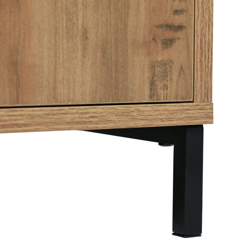Commode / Buffet Industriel Moderne Chêne Foncé avec 3 Tiroirs, 2 Portes et Étagères Réglables (120x40x76cm) OMNAERS.