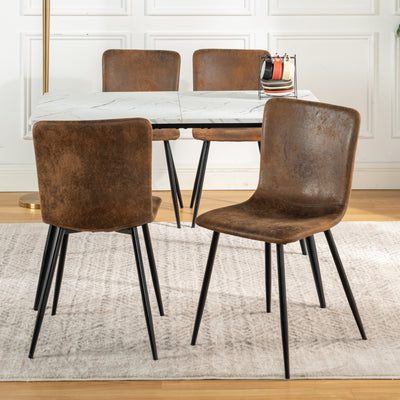 Set of 4 vintage brown suede dining chairs with black legs SCARGILL SUEDE NL 4PCS