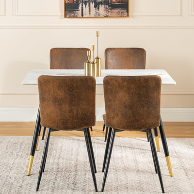 Set of 4 vintage brown suede dining chairs with black legs SCARGILL SUEDE NL 4PCS