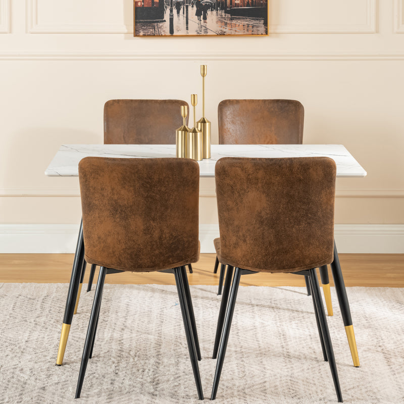 Set of 4 vintage brown suede dining chairs with black legs SCARGILL SUEDE NL 4PCS