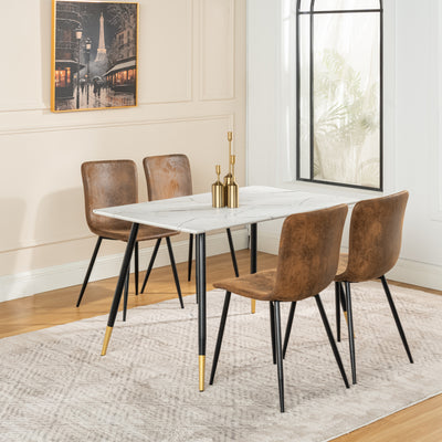 Set of 4 vintage brown suede dining chairs with black legs SCARGILL SUEDE NL 4PCS