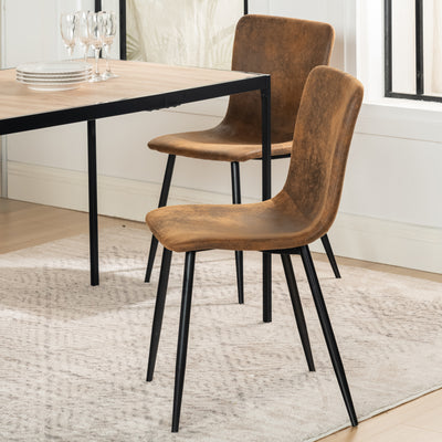 Set of 4 vintage brown suede dining chairs with black legs SCARGILL SUEDE NL 4PCS