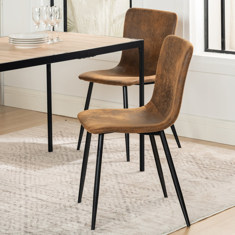 Set of 4 vintage brown suede dining chairs with black legs SCARGILL SUEDE NL 4PCS