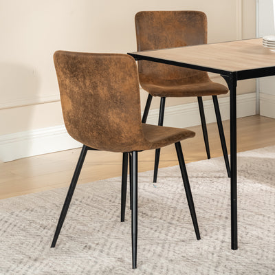 Set of 4 vintage brown suede dining chairs with black legs SCARGILL SUEDE NL 4PCS