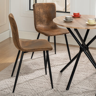 Set of 4 vintage brown suede dining chairs with black legs SCARGILL SUEDE NL 4PCS