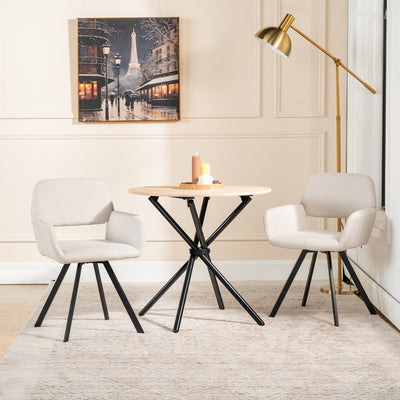 Set of 2 Scandinavian swivel dining chairs in beige fabric CALIFORNIA KD BEIGE SWIVEL