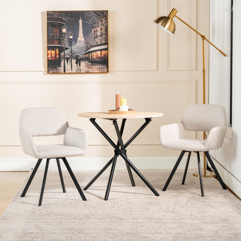 Set of 2 Scandinavian swivel dining chairs in beige fabric CALIFORNIA KD BEIGE SWIVEL