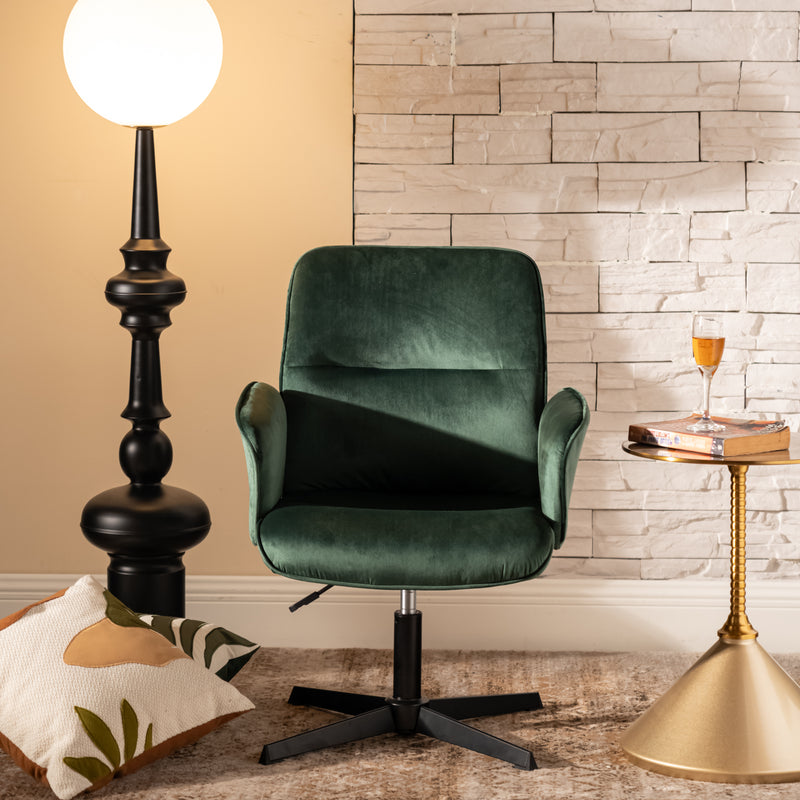 Ergonomic swivel office chair with armrests in green fir velvet THOMASINA RELAX VELVET GREEN