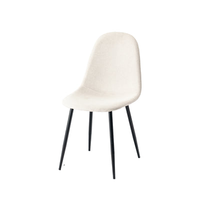 Set of 4 Scandinavian dining chairs in off-white fabric with black legs CHARLTON LUMOS FABRIC BEIGE BLACK LEG