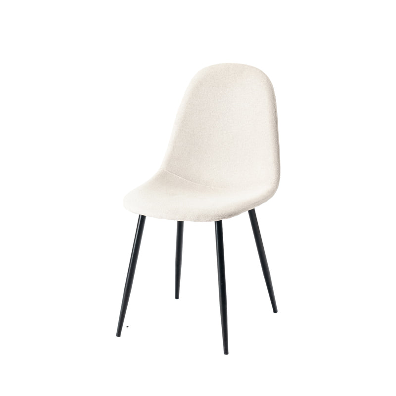 Set of 4 Scandinavian dining chairs in off-white fabric with black legs CHARLTON LUMOS FABRIC BEIGE BLACK LEG