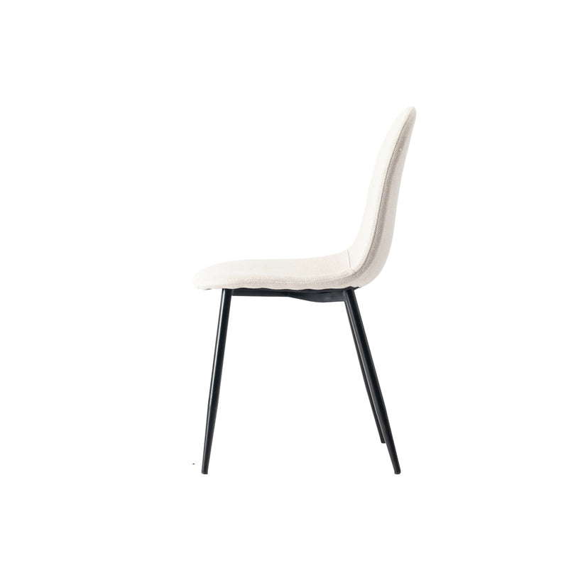 Set of 4 Scandinavian dining chairs in off-white fabric with black legs CHARLTON LUMOS FABRIC BEIGE BLACK LEG