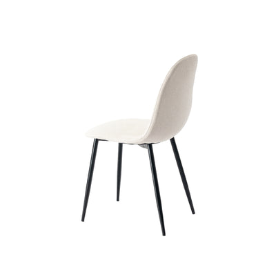 Set of 4 Scandinavian dining chairs in off-white fabric with black legs CHARLTON LUMOS FABRIC BEIGE BLACK LEG