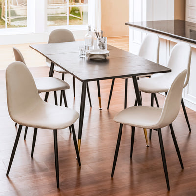 Set of 4 Scandinavian dining chairs in off-white fabric with black legs CHARLTON LUMOS FABRIC BEIGE BLACK LEG