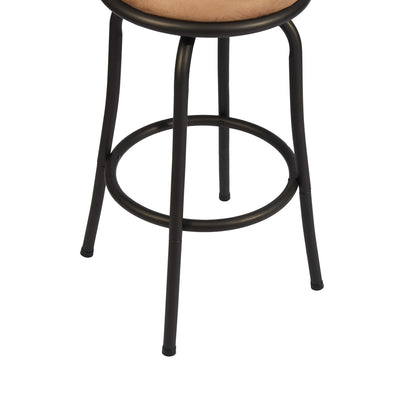 Set of 2 brown bistro style swivel bar stools with footrests, 2 possible seat heights 62/73cm PISTIL 24/29 INCH