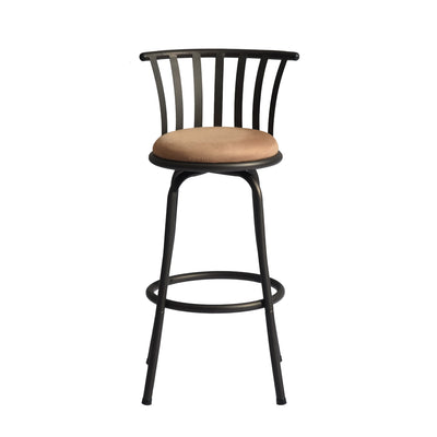 Set of 2 brown bistro style swivel bar stools with footrests, 2 possible seat heights 62/73cm PISTIL 24/29 INCH