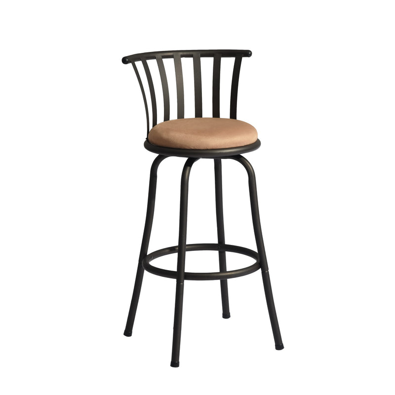 Set of 2 brown bistro style swivel bar stools with footrests, 2 possible seat heights 62/73cm PISTIL 24/29 INCH