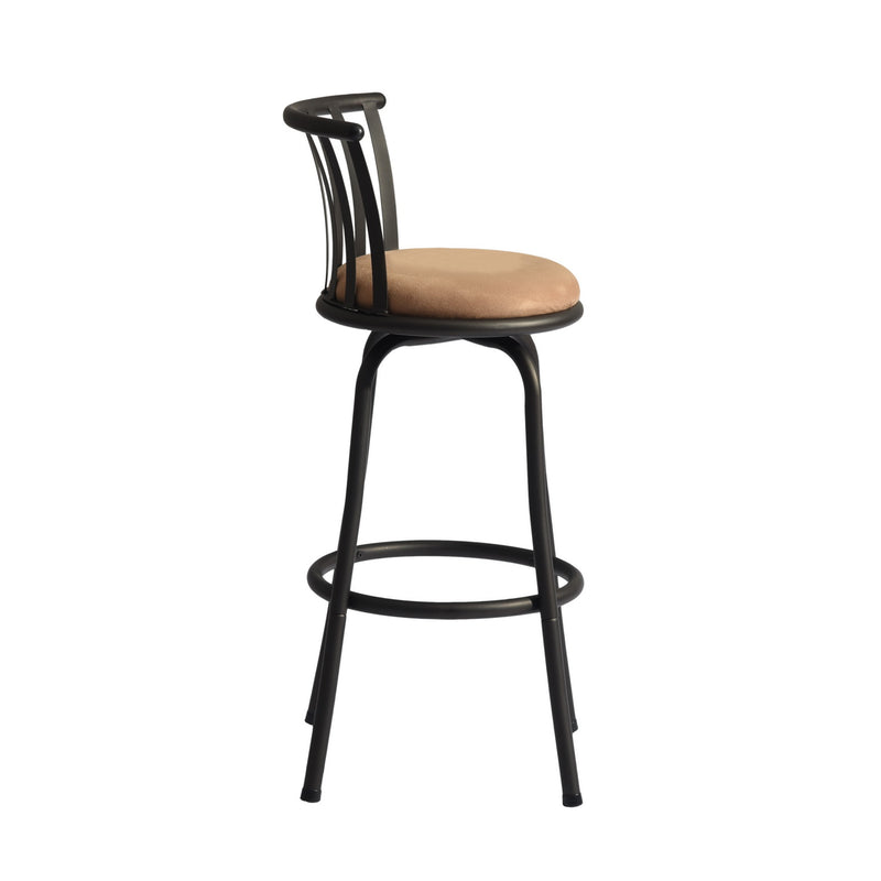 Set of 2 brown bistro style swivel bar stools with footrests, 2 possible seat heights 62/73cm PISTIL 24/29 INCH
