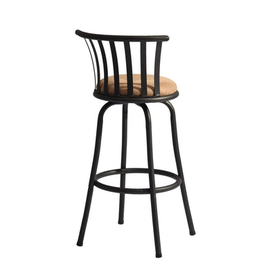 Set of 2 brown bistro style swivel bar stools with footrests, 2 possible seat heights 62/73cm PISTIL 24/29 INCH