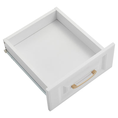 Buffet Style Ferme Blanc et Chêne avec 4 Tiroirs et 4 Portes, Rangement Optimisé et Anti-Basculement PHECHEANS