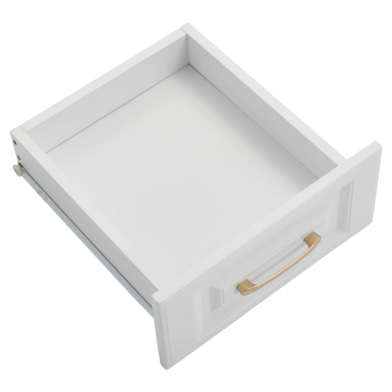 Buffet Style Ferme Blanc et Chêne avec 4 Tiroirs et 4 Portes, Rangement Optimisé et Anti-Basculement PHECHEANS