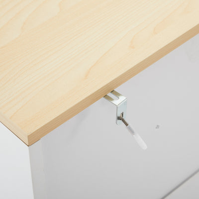 Buffet Style Ferme Blanc et Chêne avec 4 Tiroirs et 4 Portes, Rangement Optimisé et Anti-Basculement PHECHEANS
