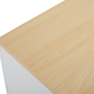 Buffet Style Ferme Blanc et Chêne avec 4 Tiroirs et 4 Portes, Rangement Optimisé et Anti-Basculement PHECHEANS