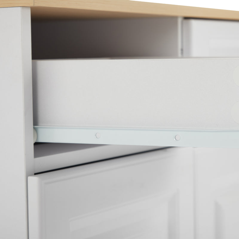 Buffet Style Ferme Blanc et Chêne avec 4 Tiroirs et 4 Portes, Rangement Optimisé et Anti-Basculement PHECHEANS