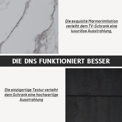 Meuble TV Moderne Gris avec Plateau Effet Marbre et Rangement Intelligent PHOLO