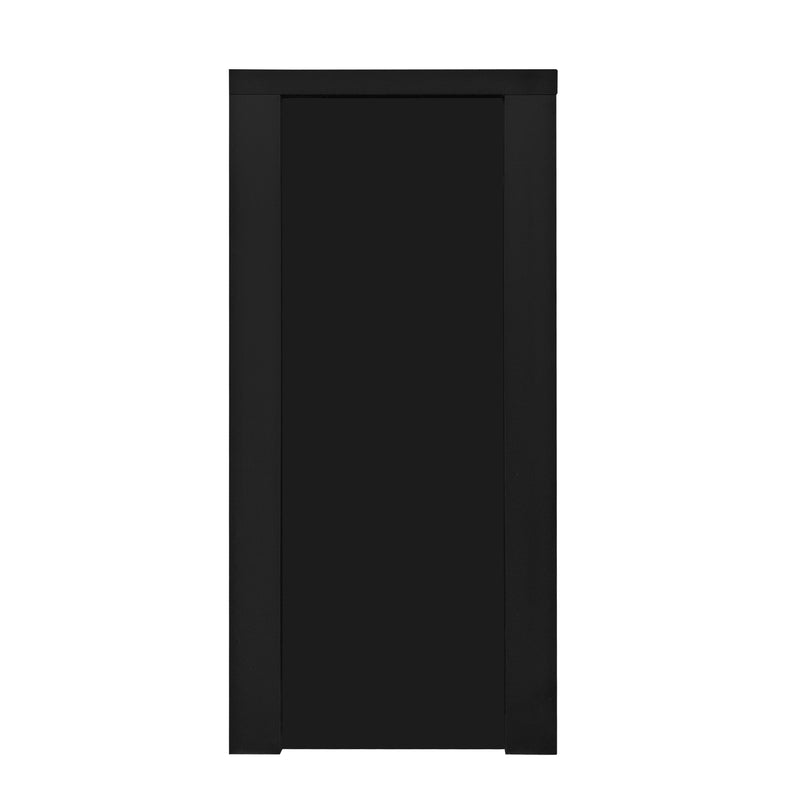 Meuble TV/Buffet Moderne Noir avec Poignées Dorées et Étagères Réglables (140x38x80cm) QAKVIED
