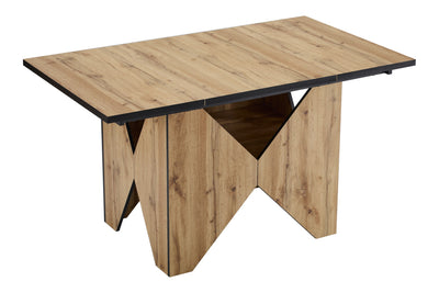 Table de Salle à Manger Rectangulaire Marron Clair Effet Bois avec Piètement Creux Design (138.5x80x75cm) QUNZIL