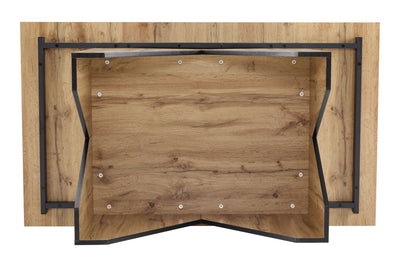 Table de Salle à Manger Rectangulaire Marron Clair Effet Bois avec Piètement Creux Design (138.5x80x75cm) QUNZIL