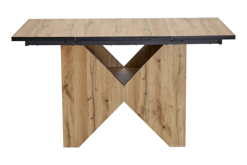 Table de Salle à Manger Rectangulaire Marron Clair Effet Bois avec Piètement Creux Design (138.5x80x75cm) QUNZIL