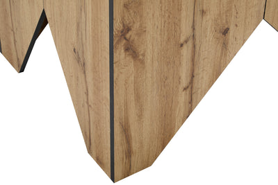 Table de Salle à Manger Rectangulaire Marron Clair Effet Bois avec Piètement Creux Design (138.5x80x75cm) QUNZIL