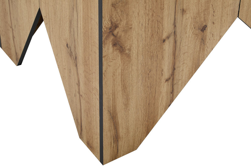 Table de Salle à Manger Rectangulaire Marron Clair Effet Bois avec Piètement Creux Design (138.5x80x75cm) QUNZIL