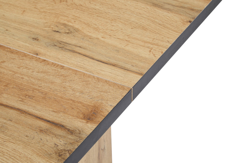 Table de Salle à Manger Rectangulaire Marron Clair Effet Bois avec Piètement Creux Design (138.5x80x75cm) QUNZIL