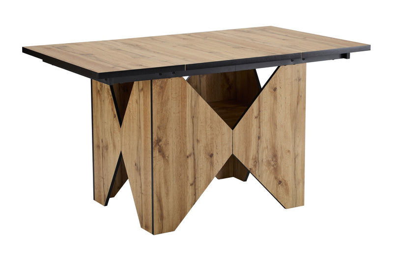 Table de Salle à Manger Rectangulaire Marron Clair Effet Bois avec Piètement Creux Design (138.5x80x75cm) QUNZIL
